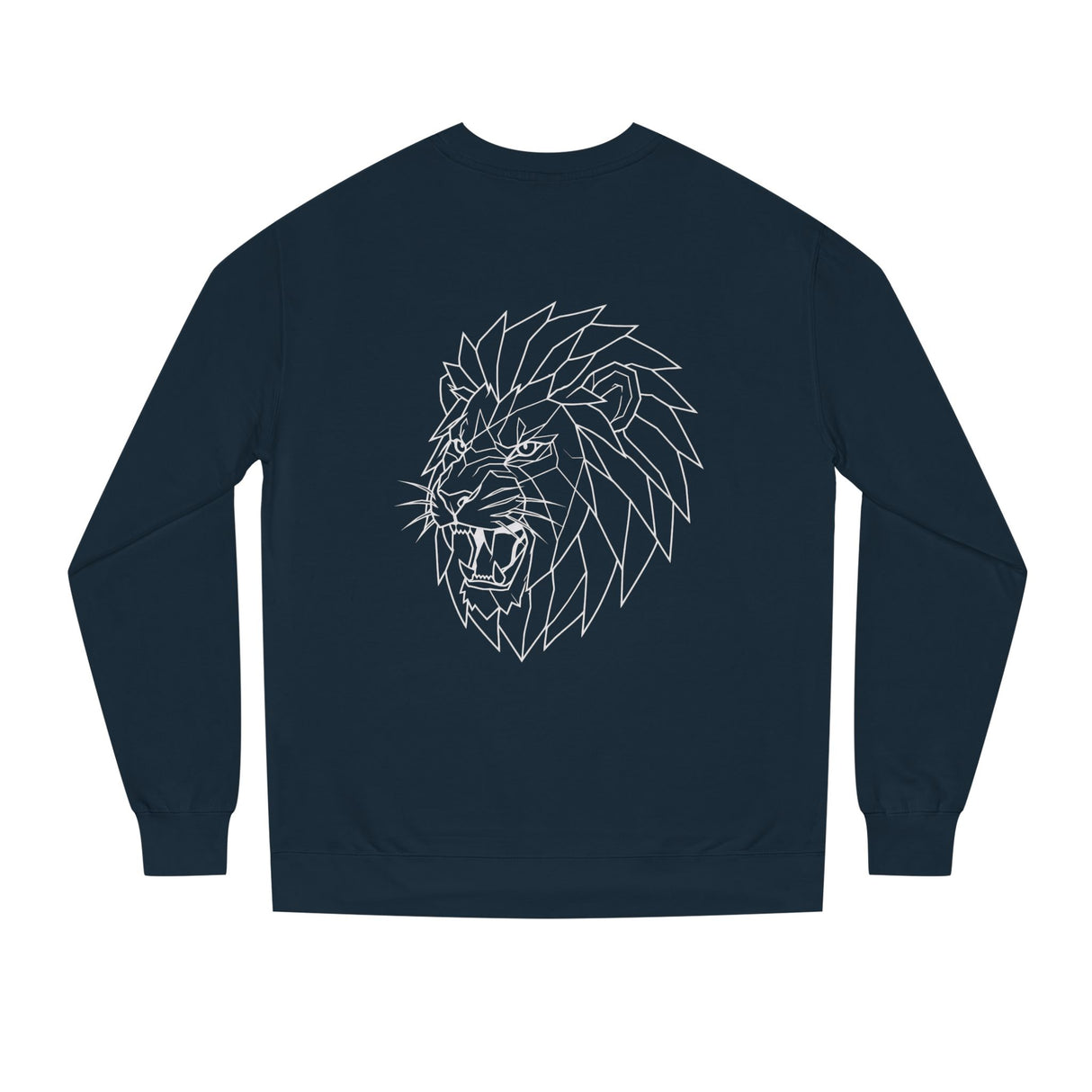 Gray Lion Sweatshirt from Printify's Geometric Animal Series featuring the phrase "King Is a Standard. Not a Title."