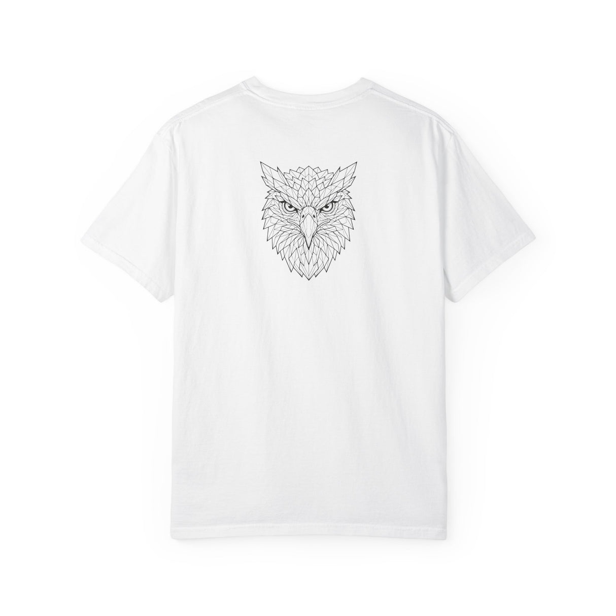 Printify Eagle Graphic T-Shirt featuring geometric eagle design and "Rise Above Everything" slogan from the Geometric Animal Series.