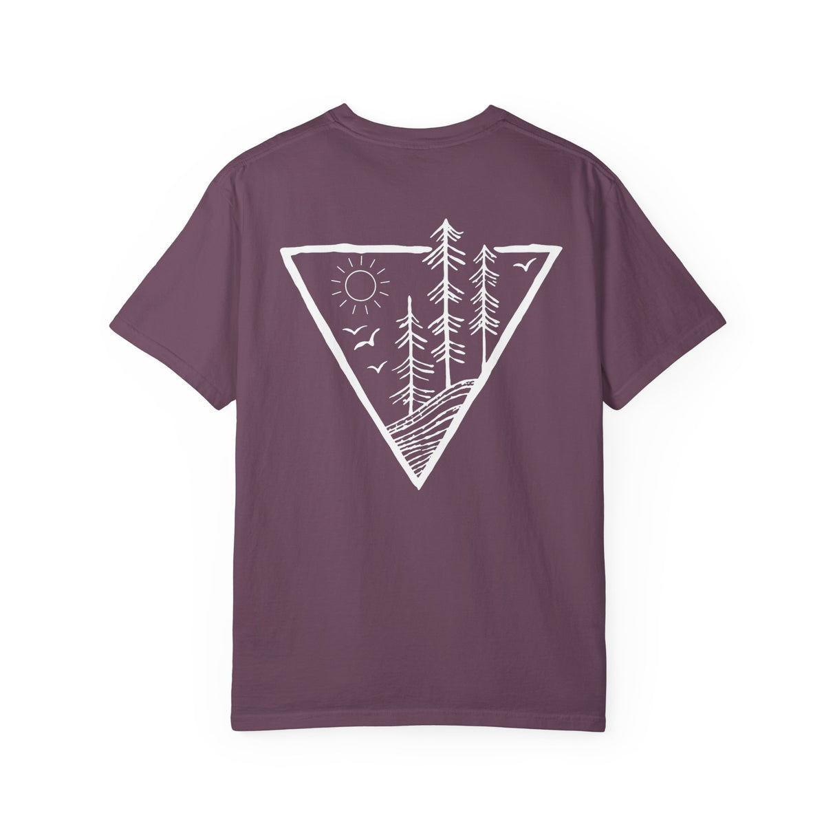 Forest Tee T-shirt from the Nature Series by Printify featuring a deep roots and high rise design, shown in a nature-inspired graphic.