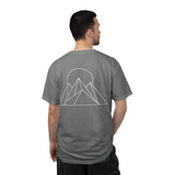 Printify Peak Tee t-shirt from the Nature Series featuring "Built to Rise" slogan, in soft cotton with a nature-inspired design.
