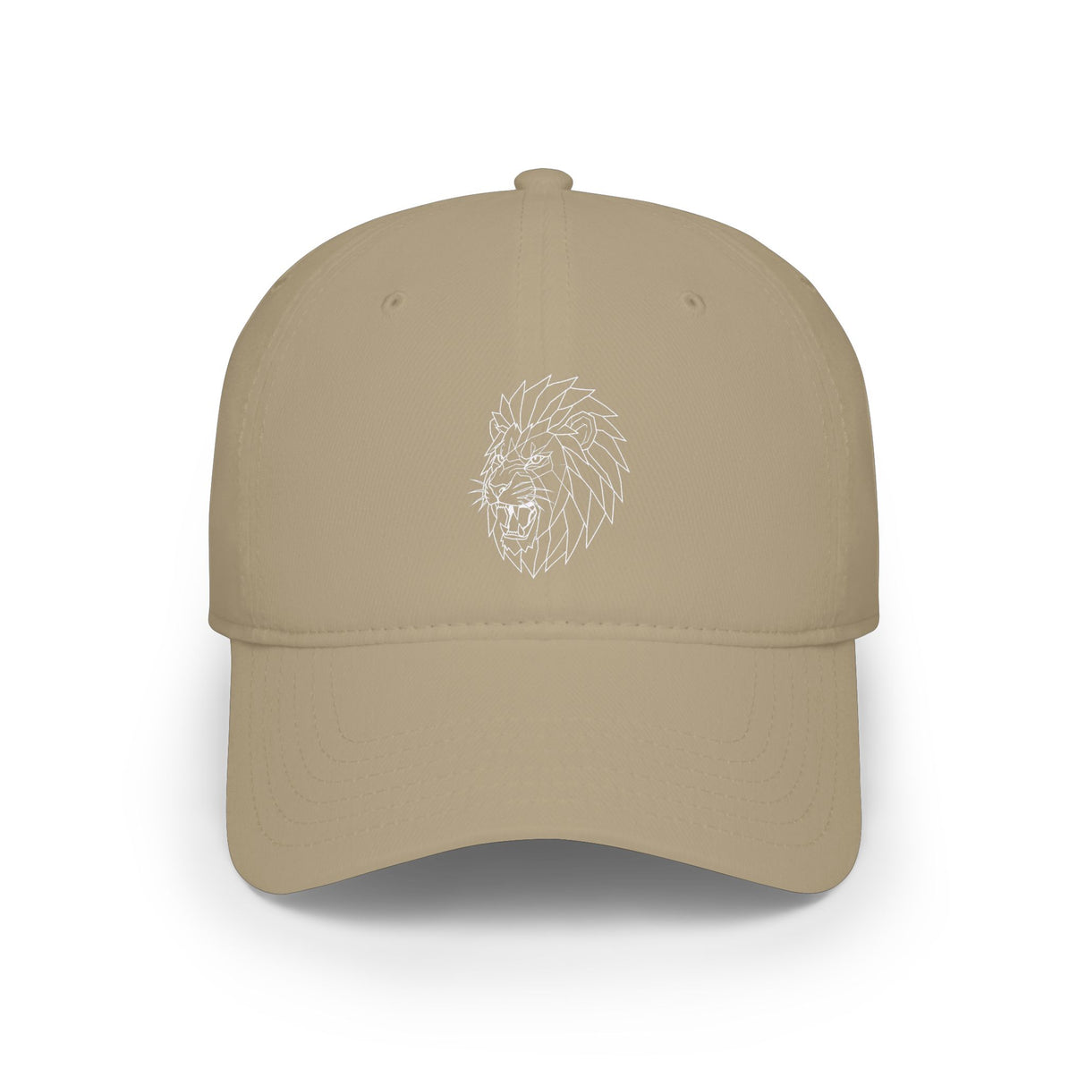 Lion-themed geometric baseball cap by Printify featuring the quote "King Is a Standard. Not a Title." in a stylish design.