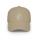 Lion-themed geometric baseball cap by Printify featuring the quote "King Is a Standard. Not a Title." in a stylish design.