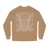 Gray elephant sweatshirt from Printify with geometric design and the phrase "Thick Skin. Soft Heart." on the front.