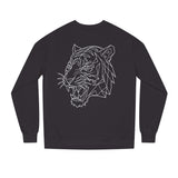 Gray tiger sweatshirt with "Fear Nothing. Earn Respect." text from Printify's Geometric Animal Series, featuring a bold tiger graphic.