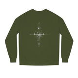 Gray Compass Sweatshirt from Printify's Nature Series featuring the phrase "True North Is Within" on the front.