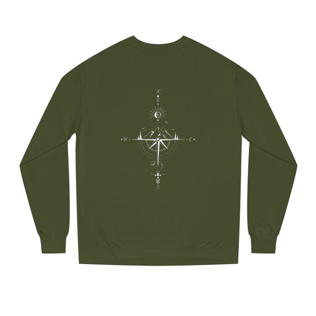 Gray Compass Sweatshirt from Printify's Nature Series featuring the phrase "True North Is Within" on the front.