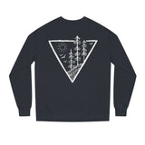 Forest Sweatshirt from Printify's Nature Series featuring "Deep Roots. High Rise." with a nature-inspired design on a cozy sweatshirt.