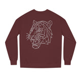 Gray tiger sweatshirt featuring geometric animal design and "Fear Nothing. Earn Respect." slogan from Printify's Tiger Sweatshirt series.