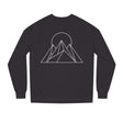 Printify Peak Sweatshirt from Nature Series featuring "Built to Rise" slogan, cozy long-sleeve sweatshirt in natural tones.