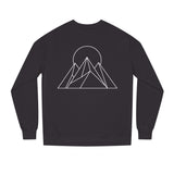 Printify Peak Sweatshirt from Nature Series featuring "Built to Rise" slogan, cozy long-sleeve sweatshirt in natural tones.