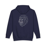 Gray lion hoodie from Printify's geometric animal series featuring a bold "King Is a Standard. Not a Title." print on the front.