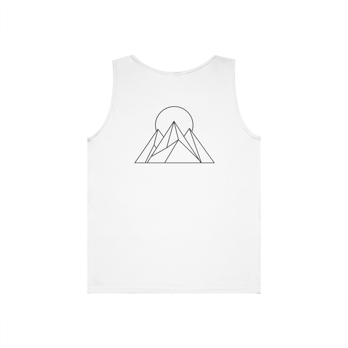 Printify Peak Tank Top from the Nature Series featuring a "Built to Rise" design, casual sleeveless top for active wear.