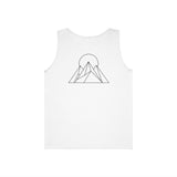 Printify Peak Tank Top from the Nature Series featuring a "Built to Rise" design, casual sleeveless top for active wear.