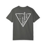 Forest Tee T-shirt featuring "Deep Roots. High Rise." design from Nature Series, printed by Printify, with a forest-themed graphic.