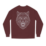 Gray Wolf Sweatshirt from Printify's Geometric Animal Series with "Hunt Alone. Win Together." slogan, featuring a geometric wolf design.