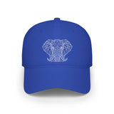 Elephant baseball cap from the Geometric Animal Series featuring a printed elephant design, soft fabric, and adjustable strap.