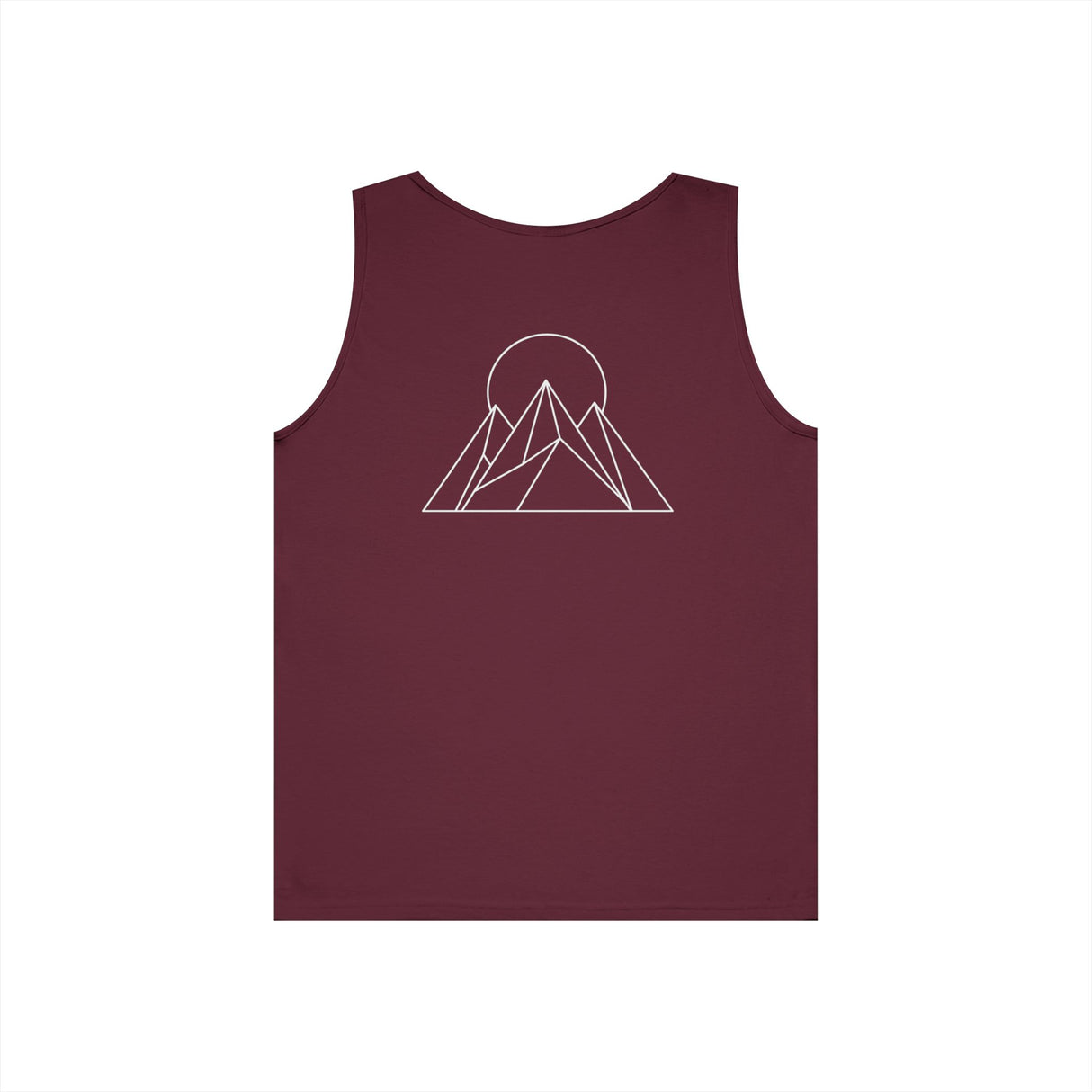 Peak Tank Top from the Nature Series by Printify, featuring a comfortable fit and "Built to Rise" design on soft fabric.