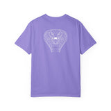 Gray Cobra Tee T-shirt featuring the "Patience is the Deadliest Weapon" quote from the Geometric Animal Series by Printify.