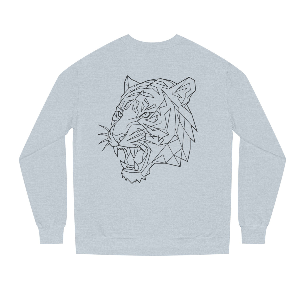 Gray Tiger Sweatshirt featuring geometric tiger design and the slogan "Fear Nothing. Earn Respect" from the Geometric Animal Series.