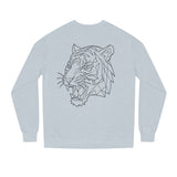 Gray Tiger Sweatshirt featuring geometric tiger design and the slogan "Fear Nothing. Earn Respect" from the Geometric Animal Series.