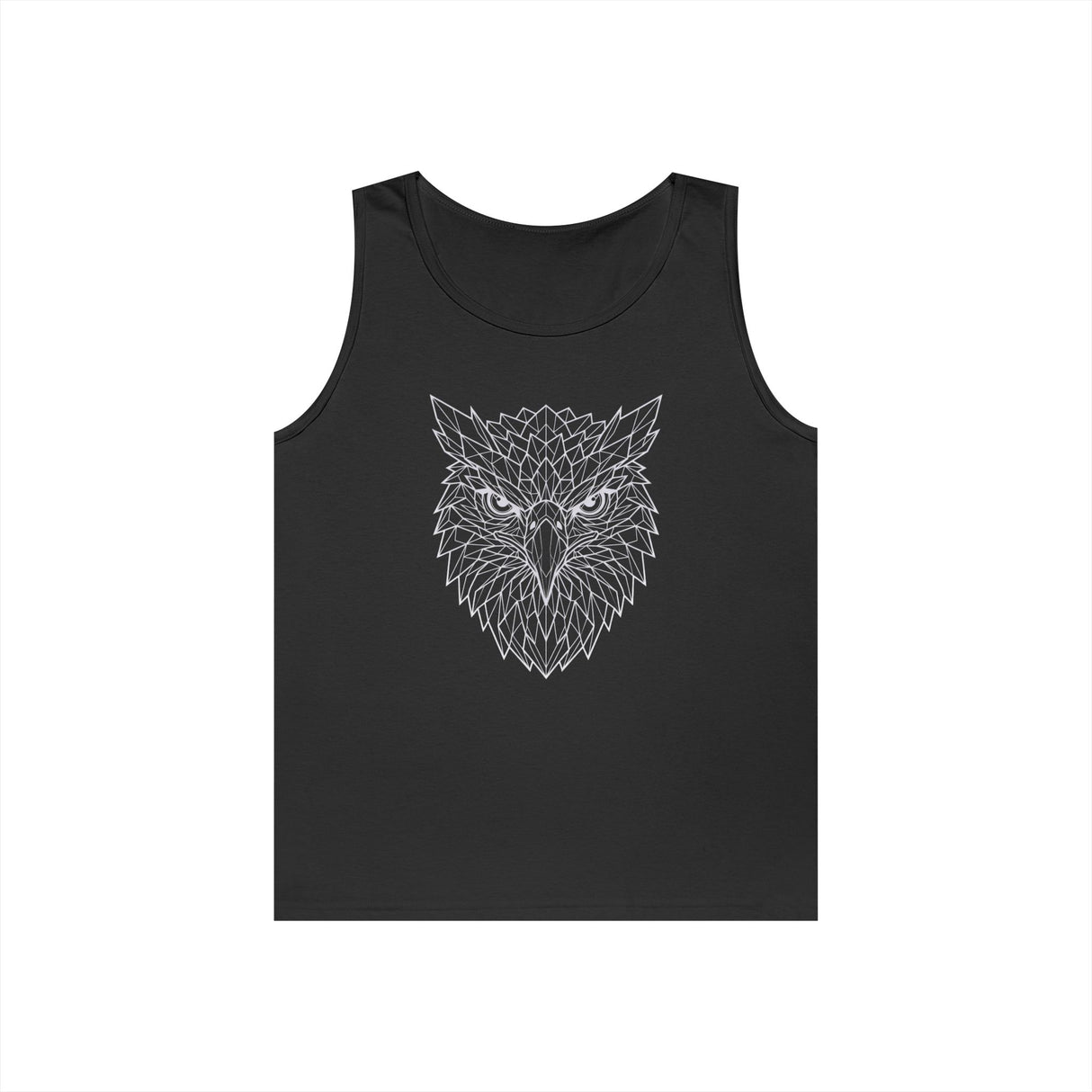 Eagle Tank Top from the Geometric Animal Series by Printify featuring a stylized eagle design on a sleeveless top.