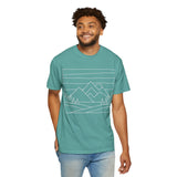 Printify Mountain Tee featuring "Built by Nature. Shaped by Choice." design from the Nature Series, casual graphic t-shirt for outdoor lovers.
