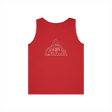 Road Trip Tank Top from Printify's Nature Series with the quote "Nowhere to Be. Everywhere to Go." displayed on the front.