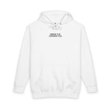 Gray Road Trip Hoodie from the Nature Series by Printify featuring the quote "Nowhere to Be. Everywhere to Go."