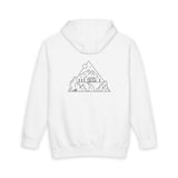 Gray road trip hoodie from the Nature Series by Printify featuring the quote "Nowhere to Be. Everywhere to Go."