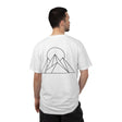 Printify Peak Tee T-shirt from the Nature Series featuring "Built to Rise" slogan, with a natural landscape design on the front.