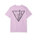 Forest Tee T-shirt featuring "Deep Roots. High Rise." print from Nature Series by Printify, with a natural forest-themed graphic.