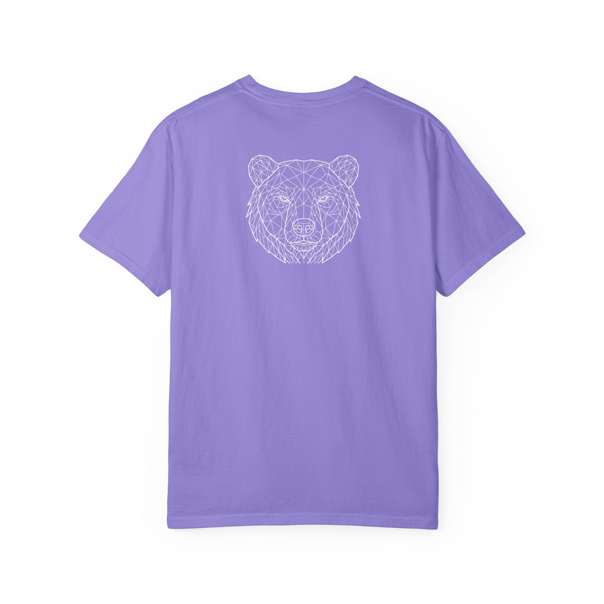 Gray Bear Tee T-shirt from Printify's Geometric Animal Series featuring "Unbothered. Unmoved. Undefeated." design.