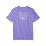 Gray Bear Tee T-shirt from Printify's Geometric Animal Series featuring "Unbothered. Unmoved. Undefeated." design.