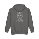 N. Tesla hoodie from Visionaries Series, featuring energy, frequency, and vibration quote, in soft fabric with printed design.