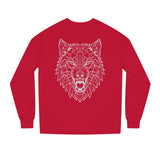 Gray Wolf Sweatshirt from Printify's Geometric Animal Series featuring a wolf graphic and the phrase "Hunt Alone. Win Together."