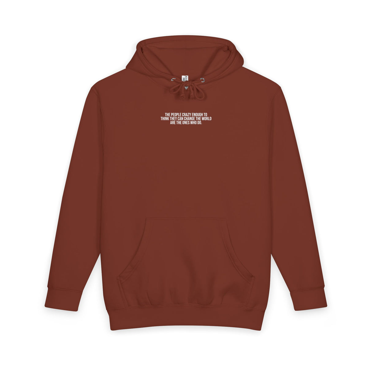Black S.J. Hoodie with white text from the Visionaries Series, featuring inspiring quote about changing the world.