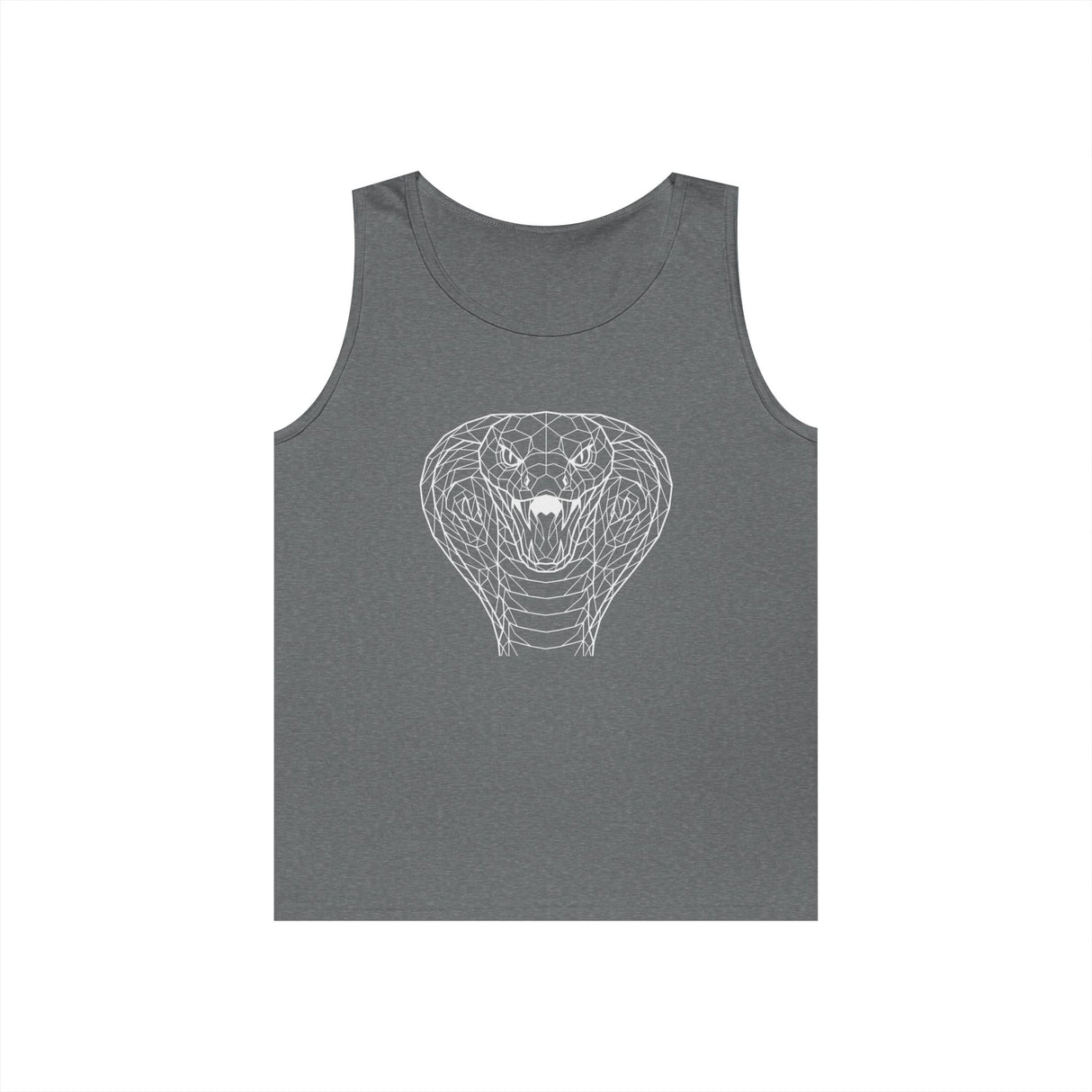 Cobra Tank Top from the Geometric Animal Series by Printify, featuring a black sleeveless design with a bold cobra graphic.