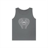 Cobra Tank Top from the Geometric Animal Series by Printify, featuring a black sleeveless design with a bold cobra graphic.