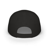 Black Peak Baseball Cap from the Nature Series by Printify, featuring a "Built to Rise" design and adjustable strap.