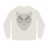 Gray owl sweatshirt from the Geometric Animal Series featuring the phrase "See Everything. Say Nothing." by Printify.