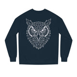 Gray owl sweatshirt from Printify's Geometric Animal Series featuring "See Everything. Say Nothing." design on the front.