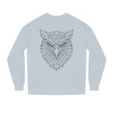 Eagle Sweatshirt from Printify's Geometric Animal Series featuring a stylized eagle design and the phrase "Rise Above Everything."