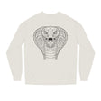 Gray Cobra Sweatshirt with "Patience is the Deadliest Weapon" text from Printify's Geometric Animal Series, featuring a geometric snake design.