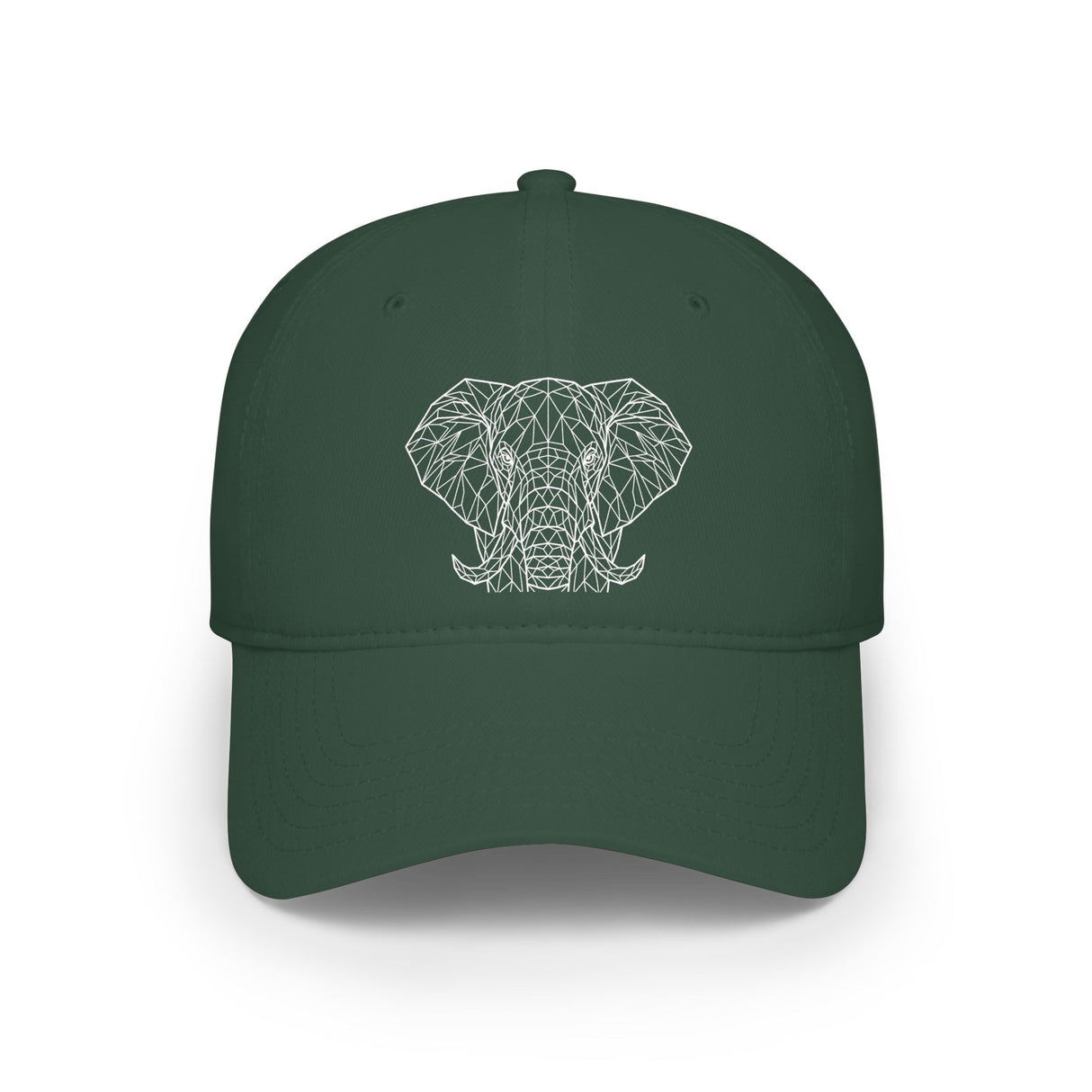 Elephant-shaped baseball cap from Printify's Geometric Animal Series featuring "Thick Skin. Soft Heart." design.