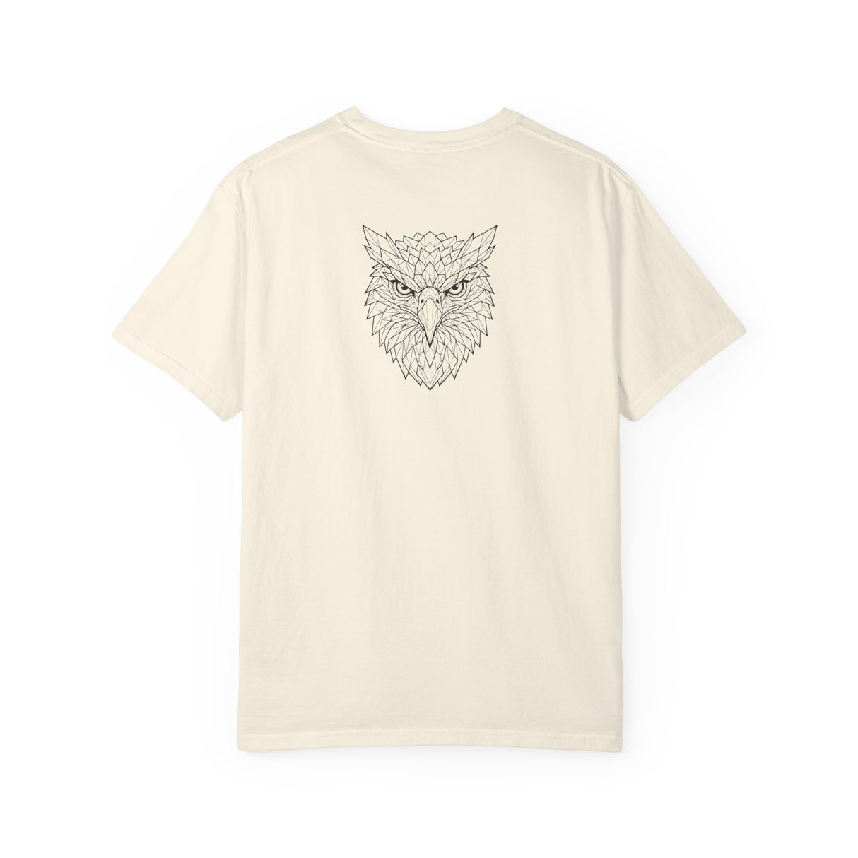 Printify Eagle Graphic Tee featuring a geometric eagle design and the words "Rise Above Everything" on a casual T-shirt.