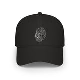 Lion-themed geometric baseball cap from Printify's Animal Series featuring the quote "King Is a Standard. Not a Title."