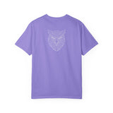 Black eagle graphic T-shirt from Printify's geometric animal series featuring "Rise Above Everything" slogan.