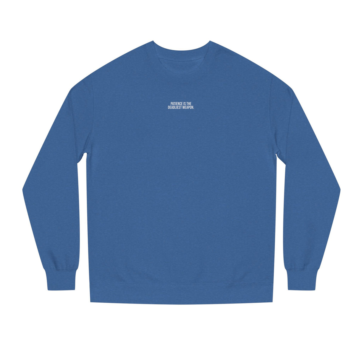 Cobra Sweatshirt with geometric animal design and the phrase "Patience is the Deadliest Weapon" from Printify's Geometric Animal Series.