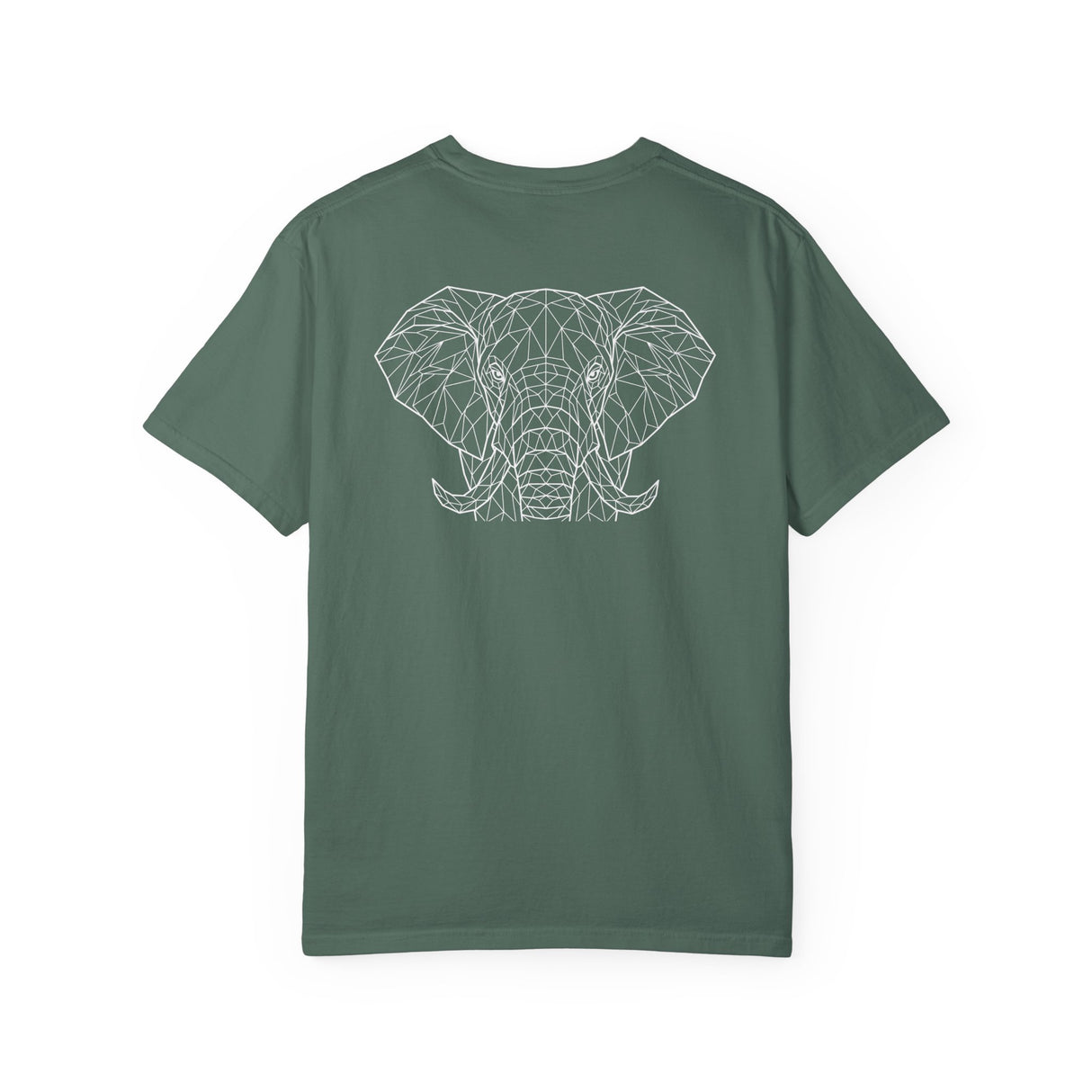 Gray elephant graphic T-shirt from Printify's Geometric Animal Series featuring "Thick Skin. Soft Heart." design.