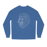 Lion sweatshirt featuring geometric lion design from the Geometric Animal Series by Printify, with the quote "King Is a Standard. Not a Title."